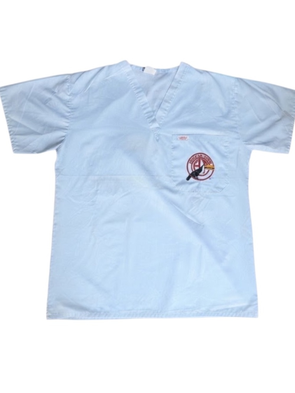 Vintage 1980s Hawaiian Tropic Scrub Top | Light Blue Toucan Logo | Size M